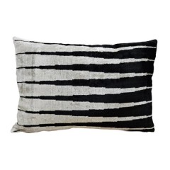 VELVET IKAT PILLOW COVER BLACK SILVER Q7 - UNIQUE IKATS